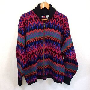 Vintage Tommy Hilfiger Women's 100% Wool Full Zip Sweater Size Large EUC